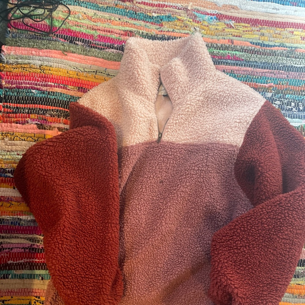 Universal Thread Women’s Colorblock Sherpa Quarter Zip Pullover Sweater Small - Picture 6 of 14